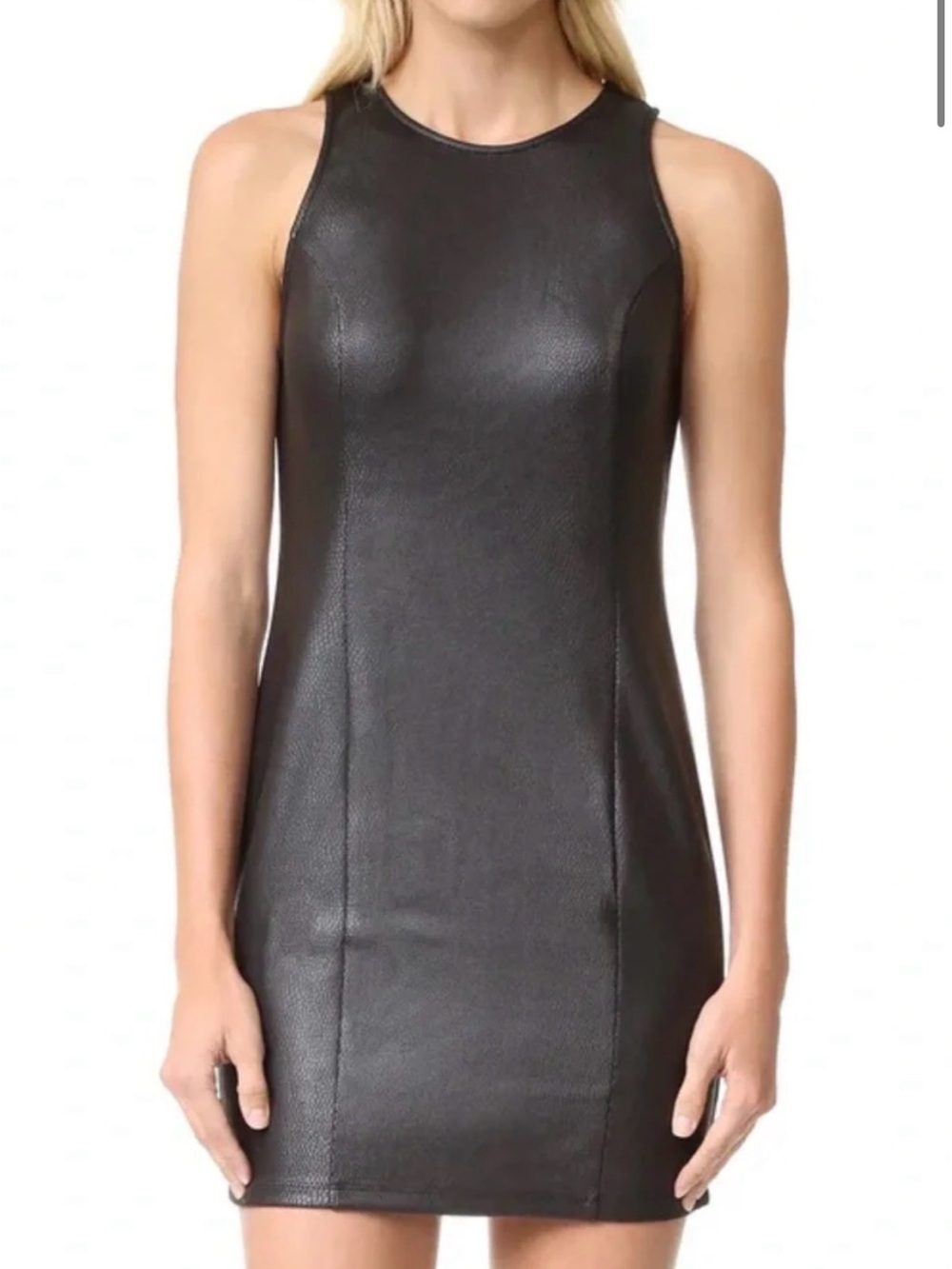 Jack by BB Dakota Leather-Look Black Sleeveless Mini Dress size L